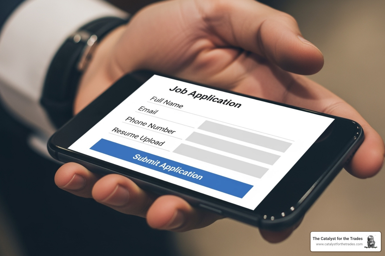 Image of a simple, mobile-friendly job application on a smartphone - candidate experience Image of a simple, mobile-friendly job application on a smartphone - candidate experience