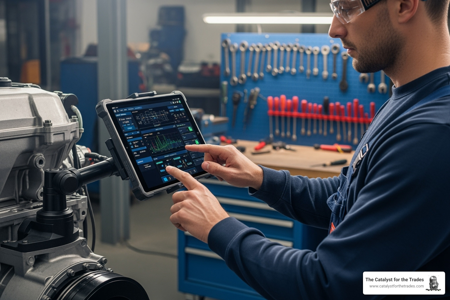 technician using a new, innovative tool or software on a tablet - business growth strategies technician using a new, innovative tool or software on a tablet - business growth strategies