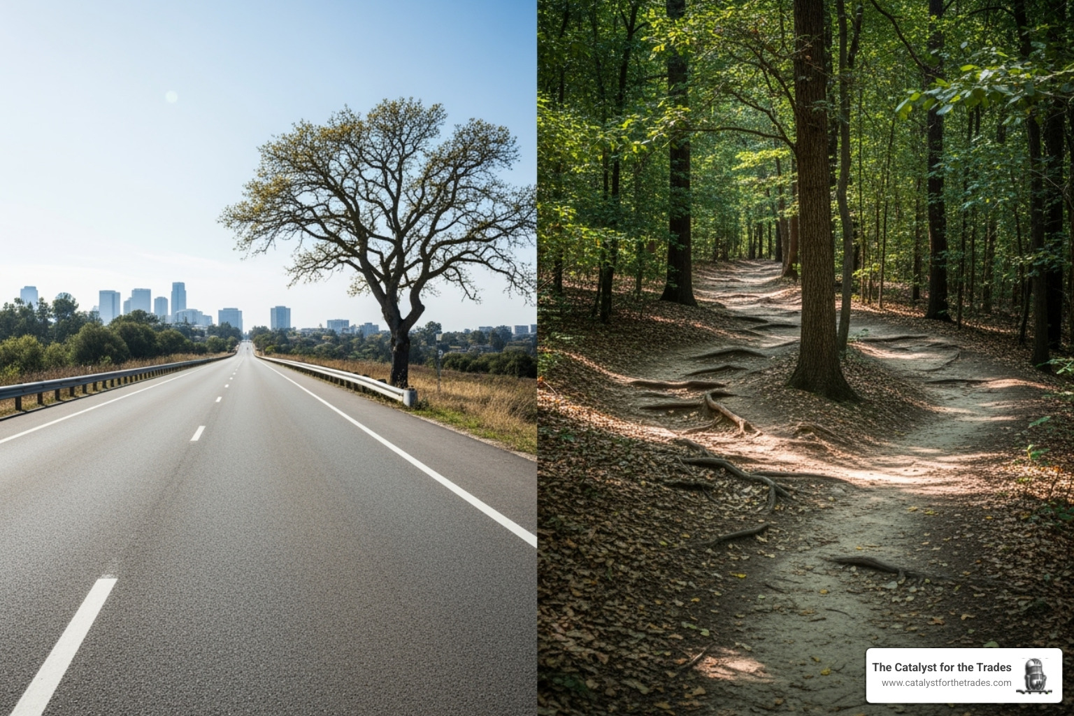 Image showing a straight, rigid road for 'Classical' vs. a winding, branching path for 'Adaptive' - strategic adaptation Image showing a straight, rigid road for 'Classical' vs. a winding, branching path for 'Adaptive' - strategic adaptation
