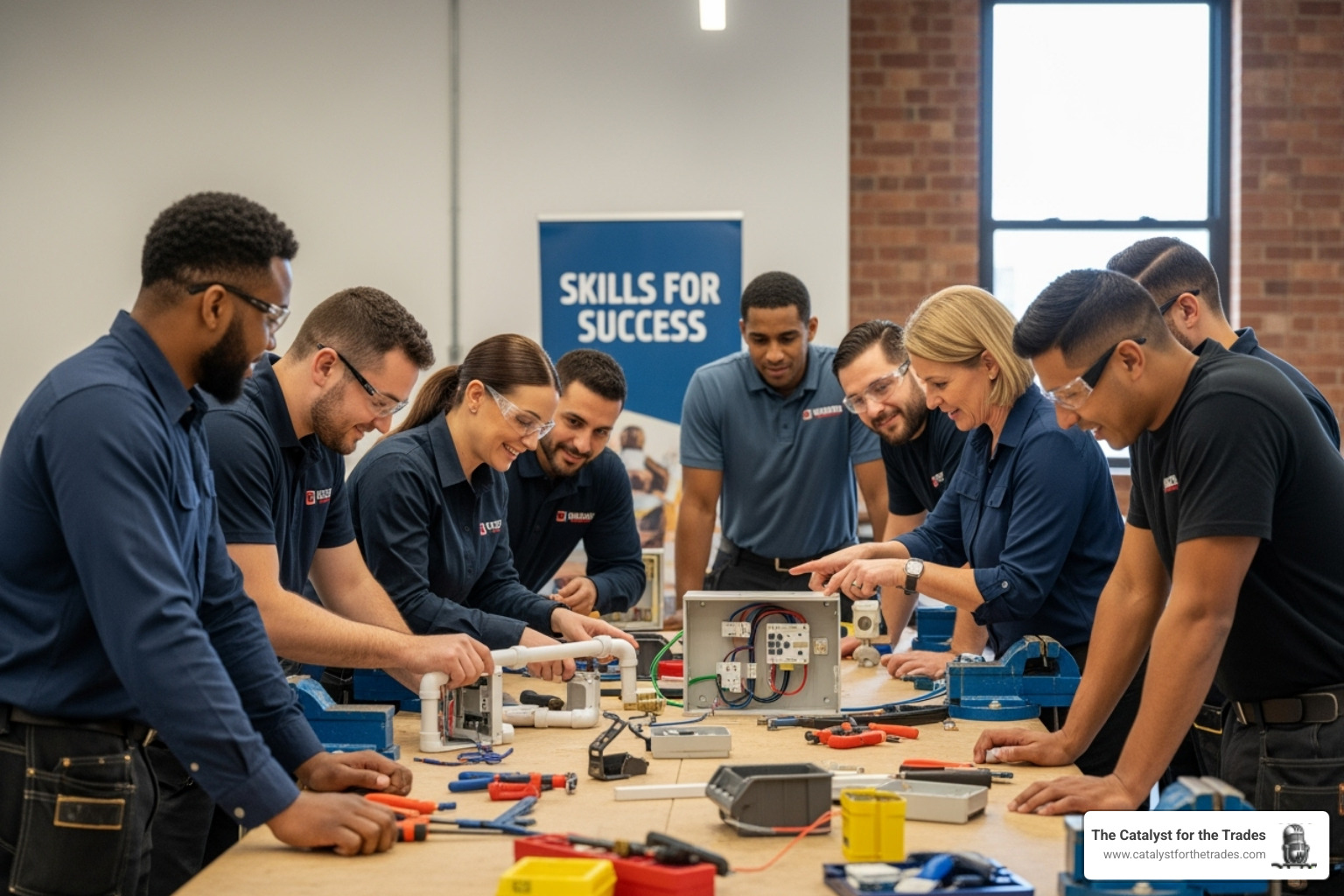 a diverse group of tradespeople in a positive training environment - home service business growth a diverse group of tradespeople in a positive training environment - home service business growth