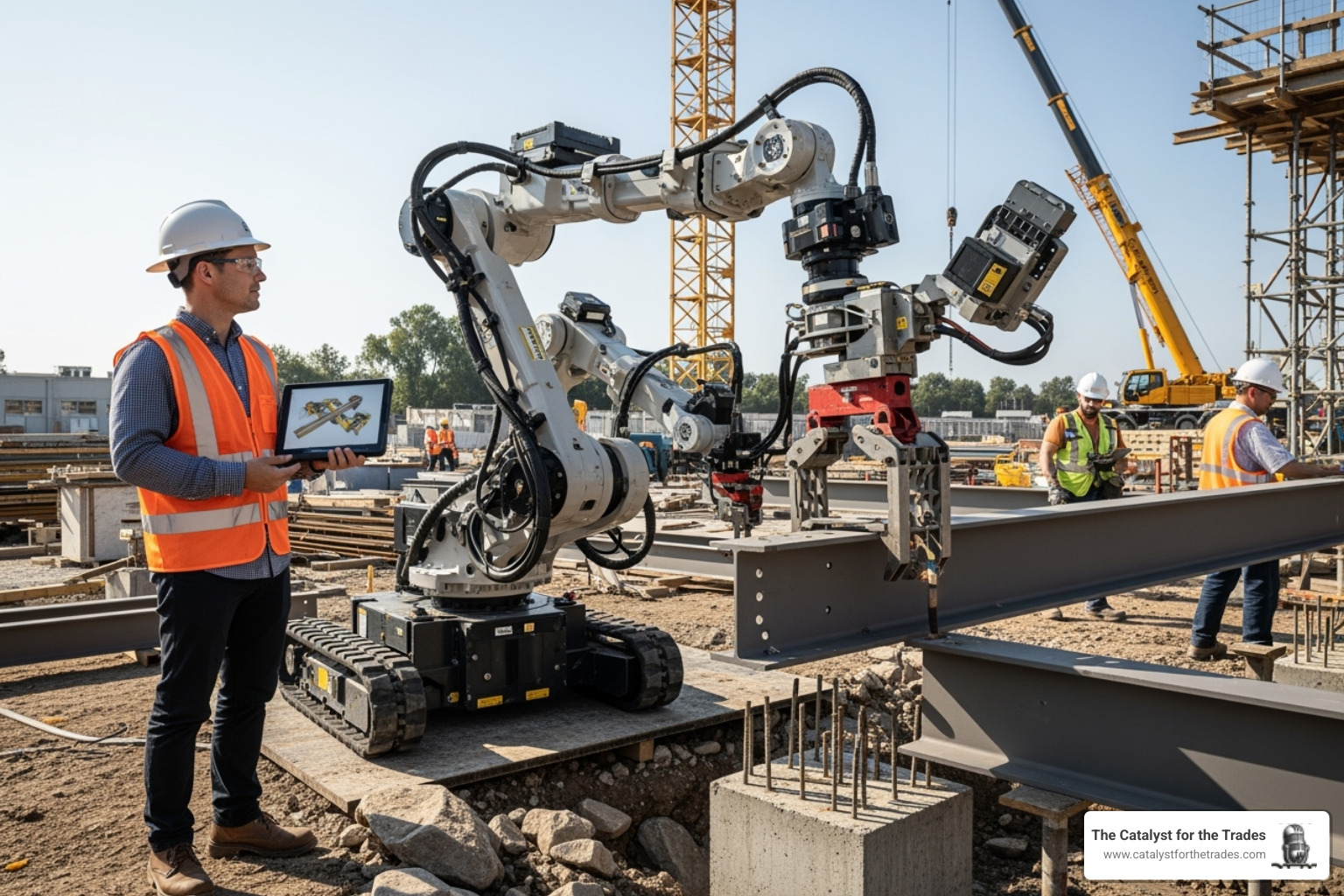 construction robot working alongside a human supervisor - contractor ai strategy construction robot working alongside a human supervisor - contractor ai strategy