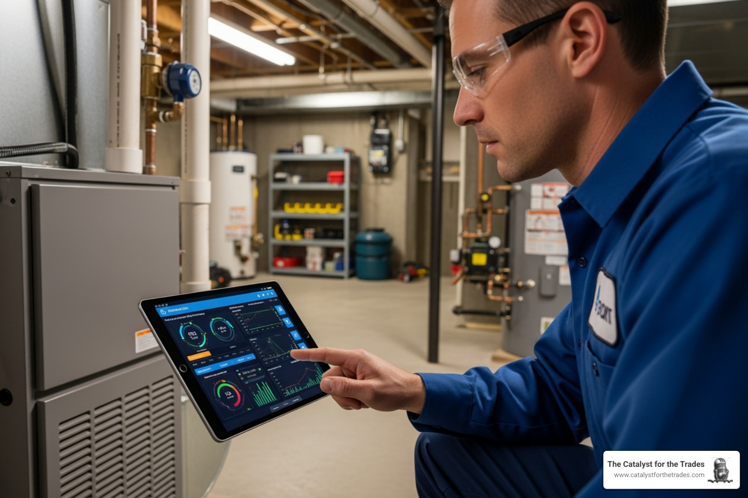 trades professional using tablet with AI diagnostics on an HVAC unit - innovation strategy trades professional using tablet with AI diagnostics on an HVAC unit - innovation strategy