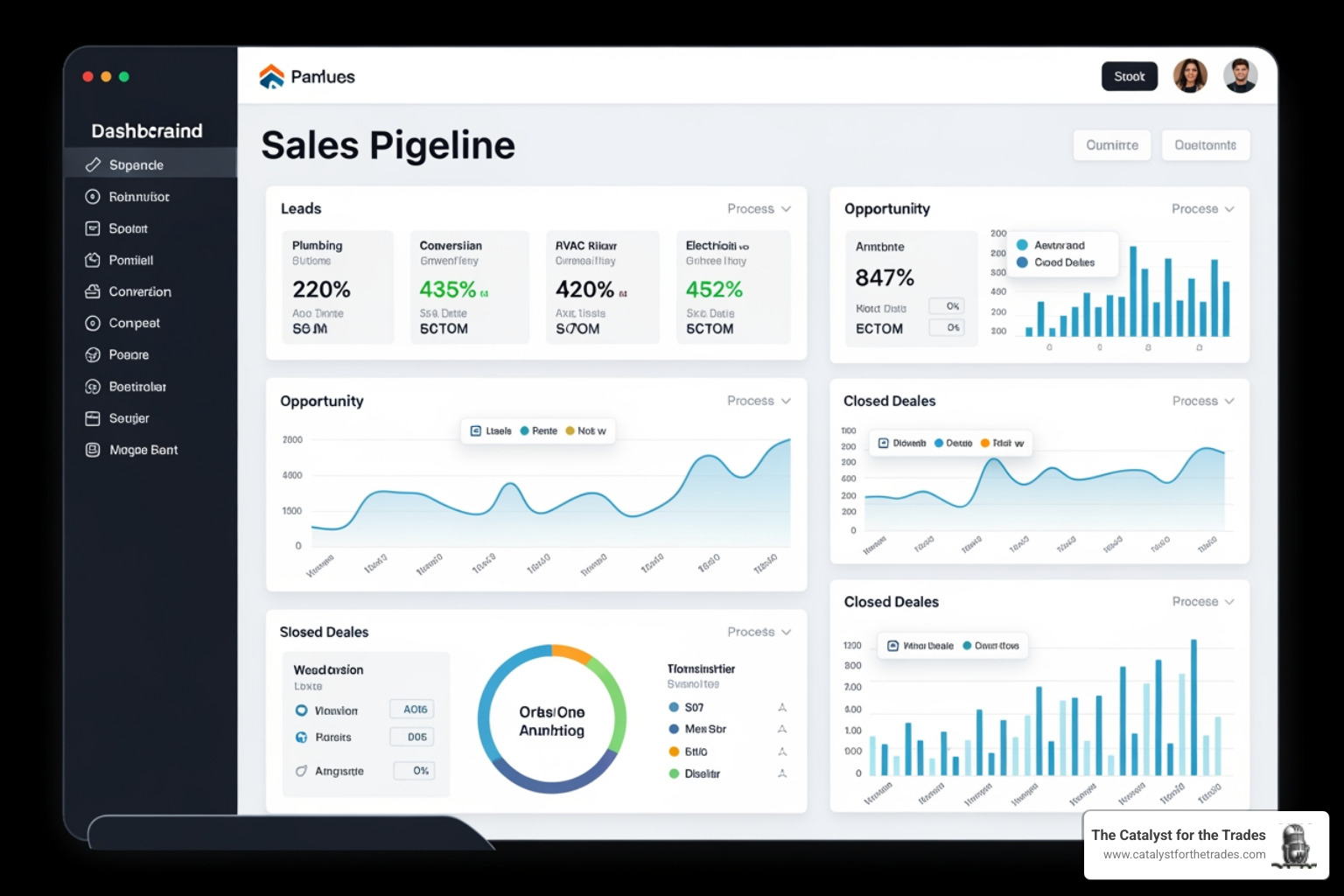 dashboard showing a sales pipeline for a home service business - customer relationship management dashboard showing a sales pipeline for a home service business - customer relationship management