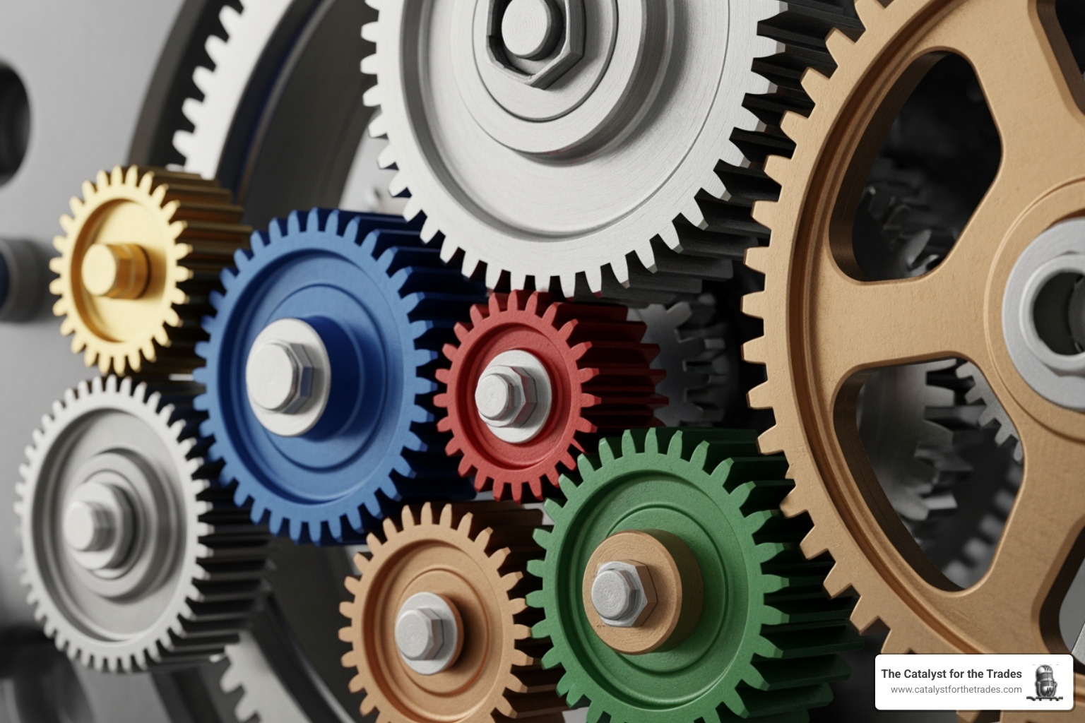 diagram showing interconnected gears labeled with different change types - organizational change