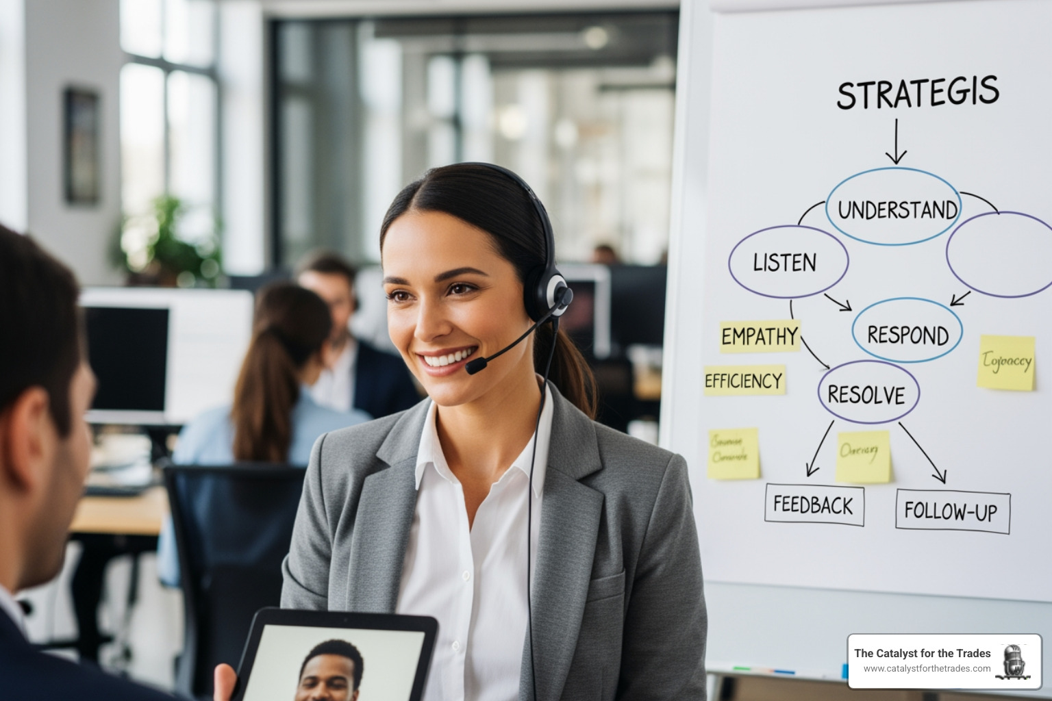 infographic showing how customer service strategy drives retention, loyalty, and revenue growth through clear standards, empowered teams, and continuous feedback loops - customer service strategy