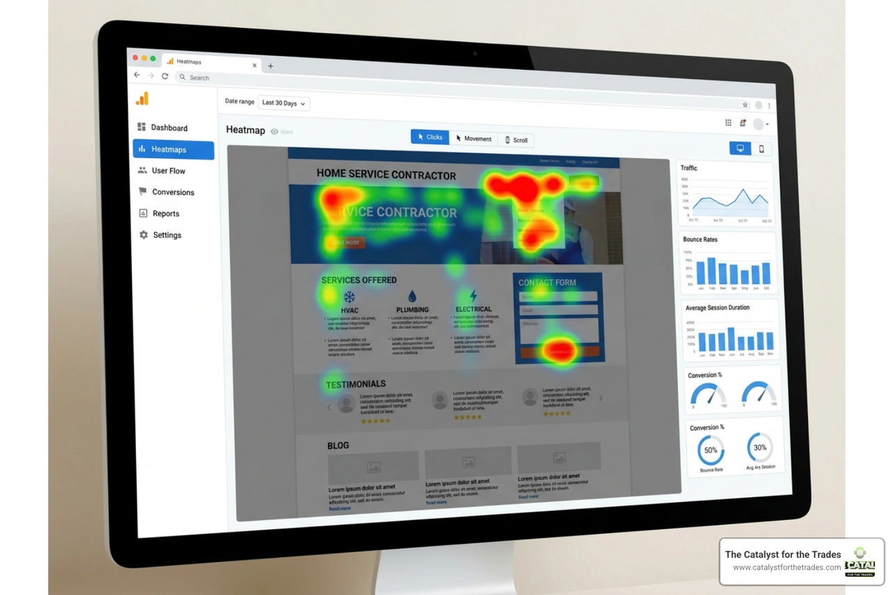 Website heatmap showing user friction and drop-off points